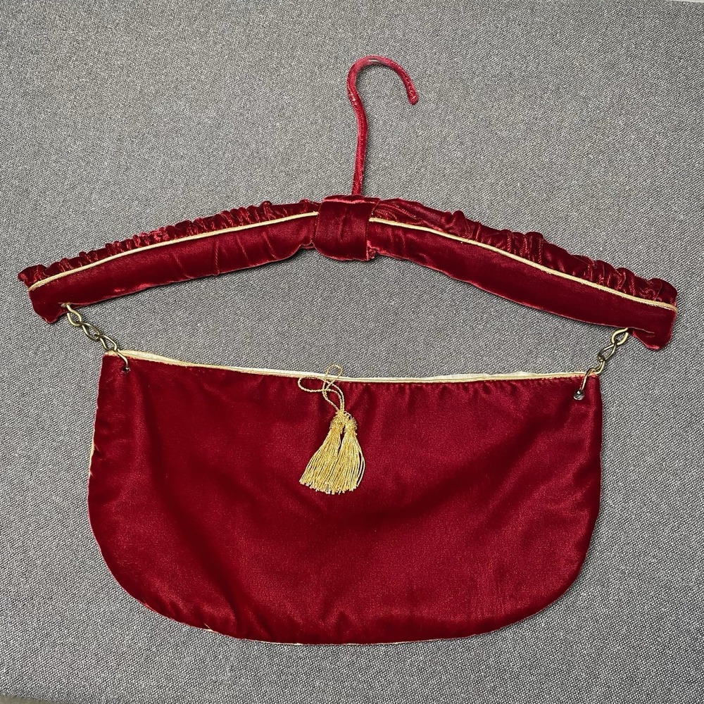 Vintage Hanger with Bag Padded Velvet Lingerie Boudoir Red Regency Romantic